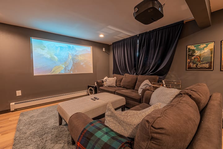 Theater room with pull out sofa on ground floor