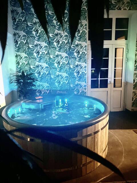 Family home with a hot tub