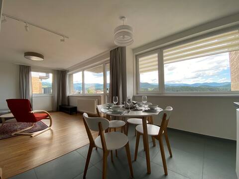New flat with a mountain view, garage parking