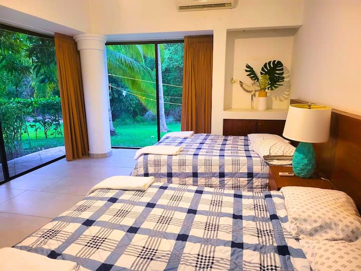 Bedroom: sleeps x4 comfortably. Gorgeous view of our tropical paradise. Watch for the birds in the morning!