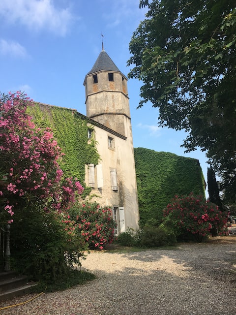Castle on the Canal du Midi near Carcassonne