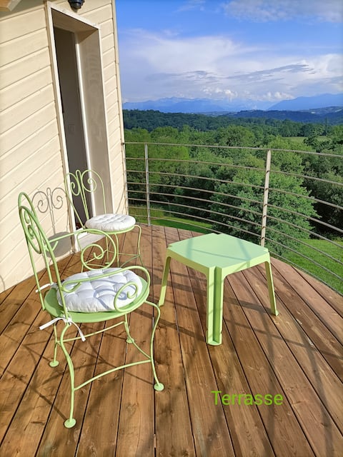 Balcony overlooking the Pyrenees