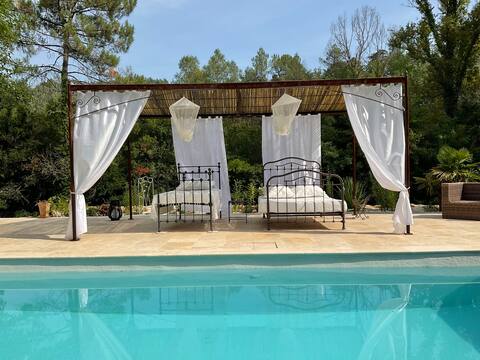 Historic stone house with pool