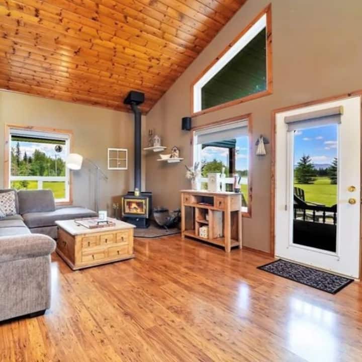 Comfy living room with a wonderful woodstove
