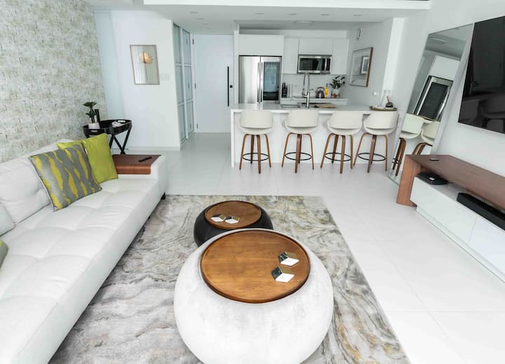 kitchen and living room