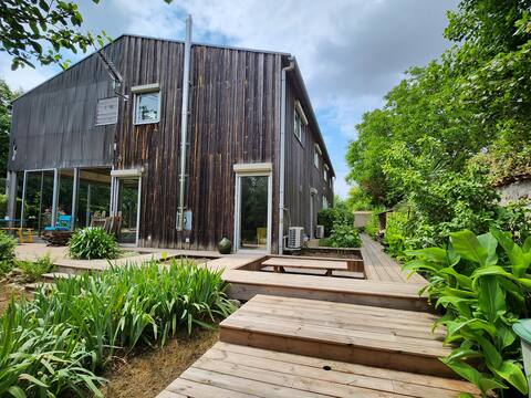 Wooden house with indoor pool