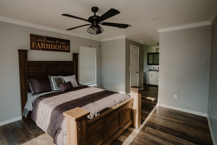 Bedroom 3.  Queen bed and large bathroom.