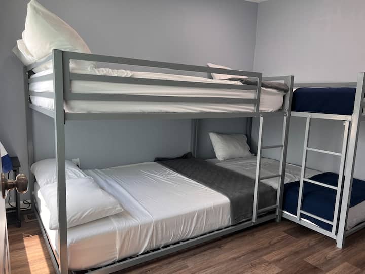 Bunk bed room located off living room
