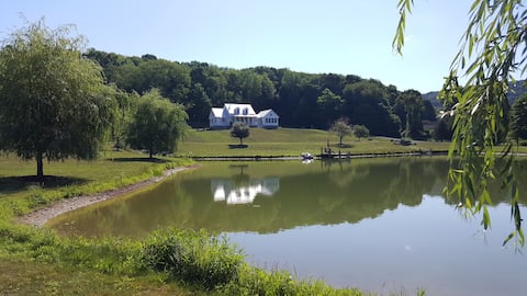Family home with pond