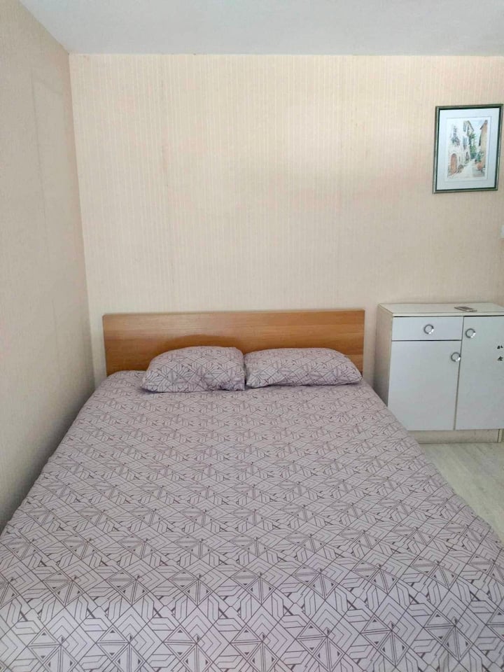 Chumba cha kulala cha 1 chini na kitanda cha umeme. 