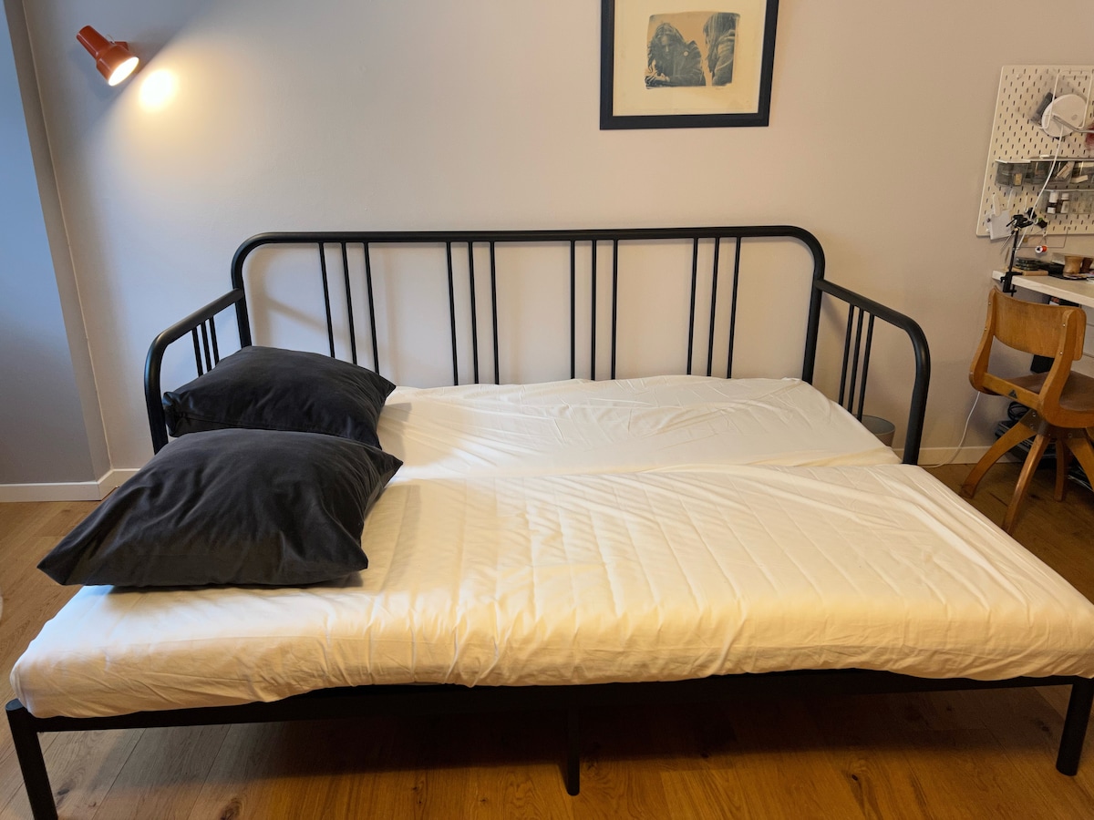 The sofa bed is very comfortable with two full size mattresses as a proper double bed