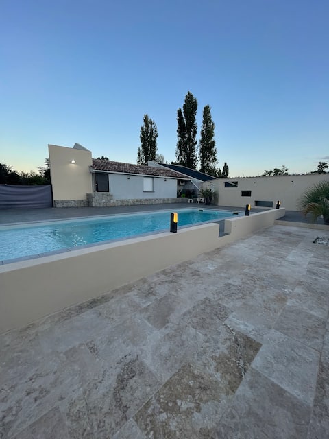 Modern accommodation with pool by the sea