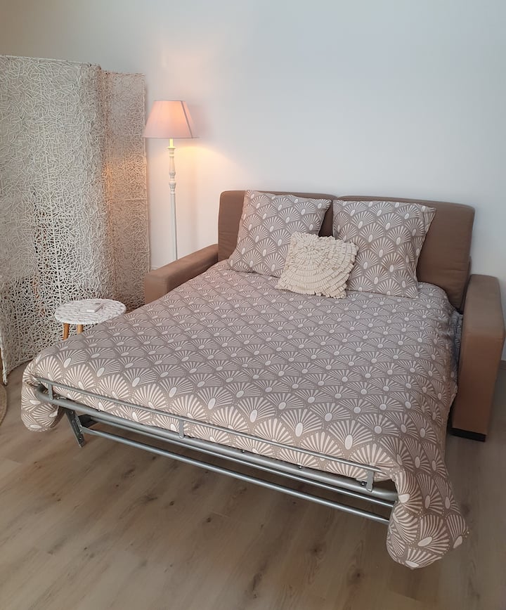 Bäddsoffa i "sov" -läge