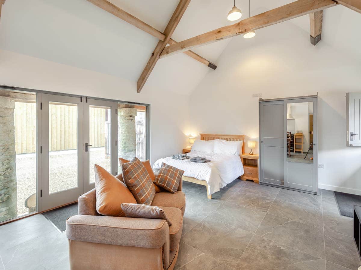 Open plan living and sleeping area.