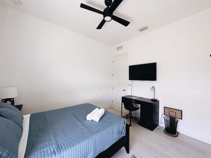 Bedroom #2 with TV & workspace