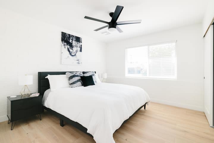 Bedroom #3. Features a king size bed with a luxe mattress, pillows & linens.