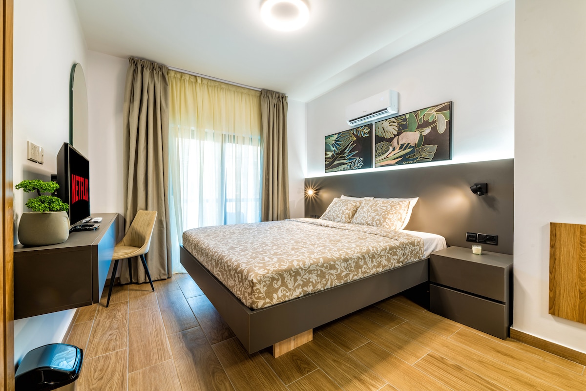 Sink into our comfy bed, a soft landing after your Ayia Napa explorations, in our serene and stylish hotel level bedroom.