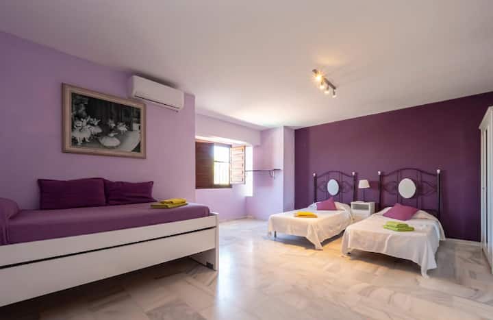 Habitación 5 ， 4个摄像头/卧室5 ，配备4张独立床