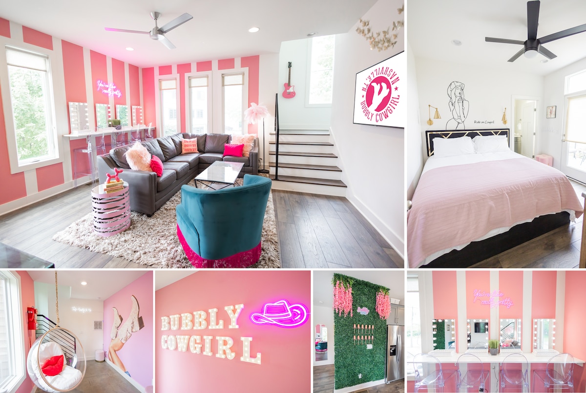 Bubbly Cowgirl: Pink Glam Chic Townhouse 5mi to DT - Houses for Rent in ...