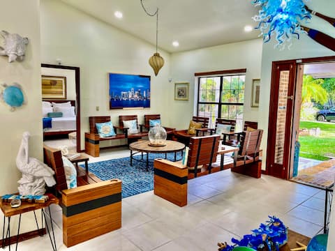 Popular Airbnb listing: Water view: HeatPools, Hot Tub, Kayaks, Pedal-Boat in Palm Bay
