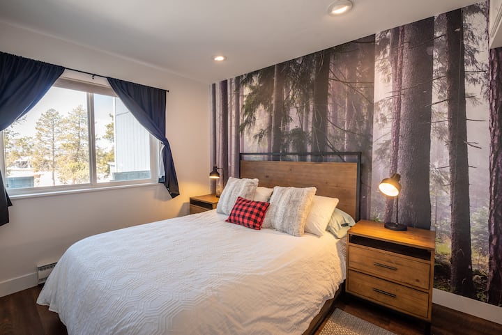 Cozy master bedroom.  The queen storage bed provides an awesome night's sleep.  You will love the view from the bedroom.
