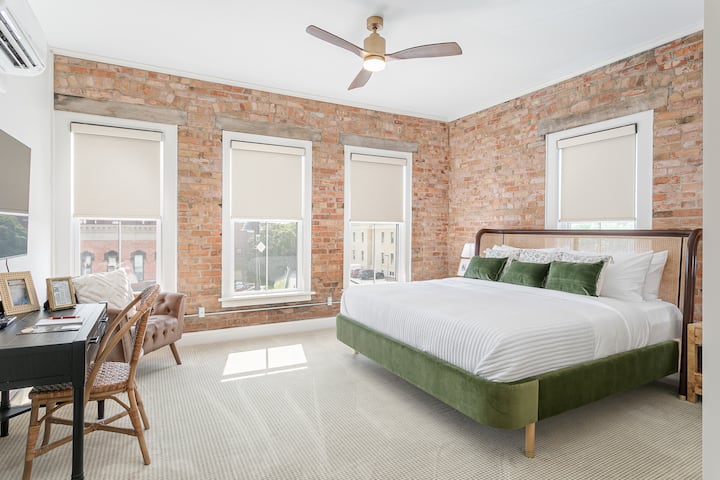 King bedroom includes a dedicated work space, private en suite bathroom and full closet for storage!