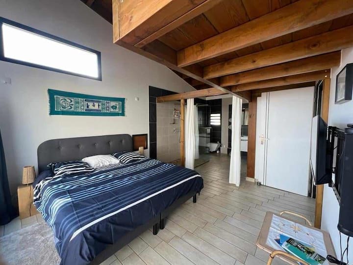 Главна спална соба со бања, соблекувална и тераса со лулашка