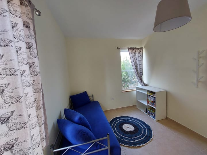 მე-2 საძინებელი. გასაშლელი დივანი ორ ერთადგილიან საწოლად იხსნება.