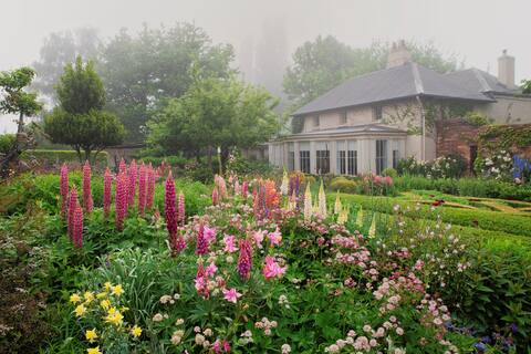 Heritage cottage within a garden.