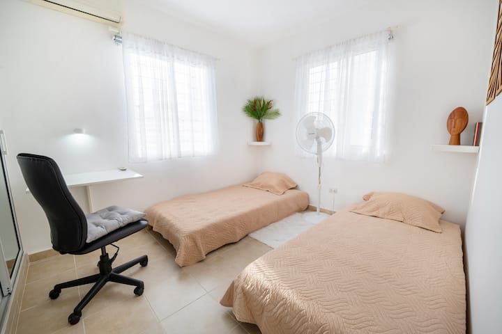 Bedroom two is a versatile and multi-functional room suitable for accommodating either kids or two adults.
Additionally, the room includes a small dedicated office space.