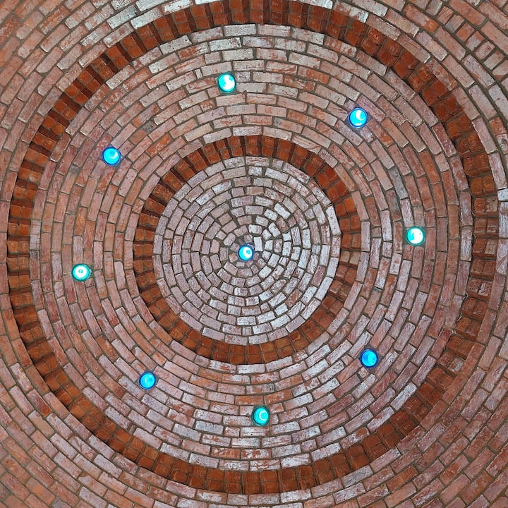 Dome ceiling with colorful glasses of room#4.