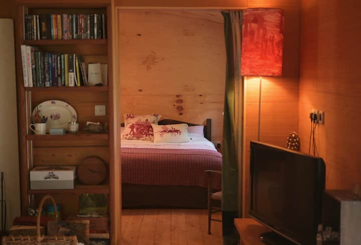 Doorway into bedroom and bathroom