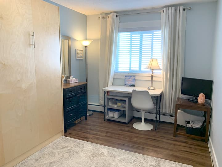 Სტუმრების საძინებელი მერფის საწოლით დაიხურა