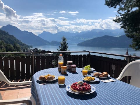 Winter Lakeview Chalet with Garden – Weggis