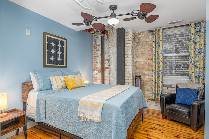 The second bedroom has a comfy queen size mattress. Ceiling fans are the perfect addition to the AC to keep you extra comfortable.