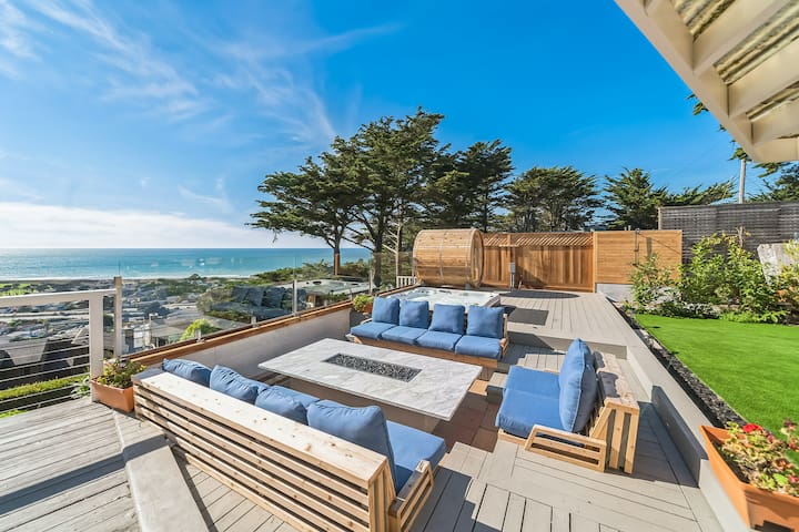 Oceanview Sauna, Hot Tub & Fire Pit Serene Getaway