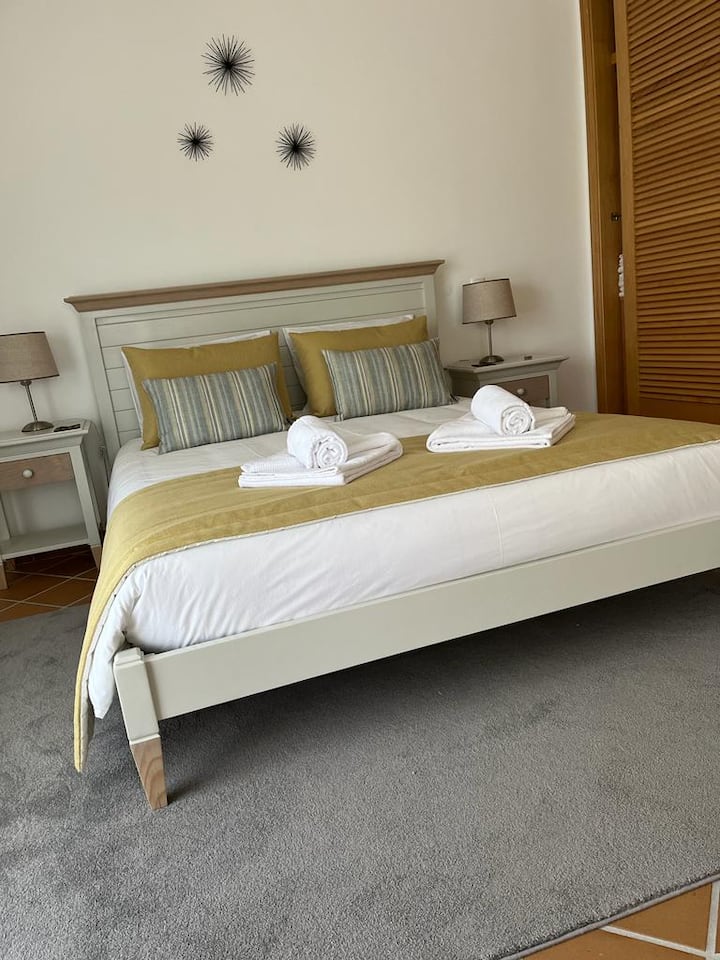 Master bedroom. A huge bedroom with in-suite bathroom and private balcony with sunloungers