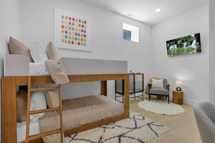 Basement Double Twin Bunks with Seating Area