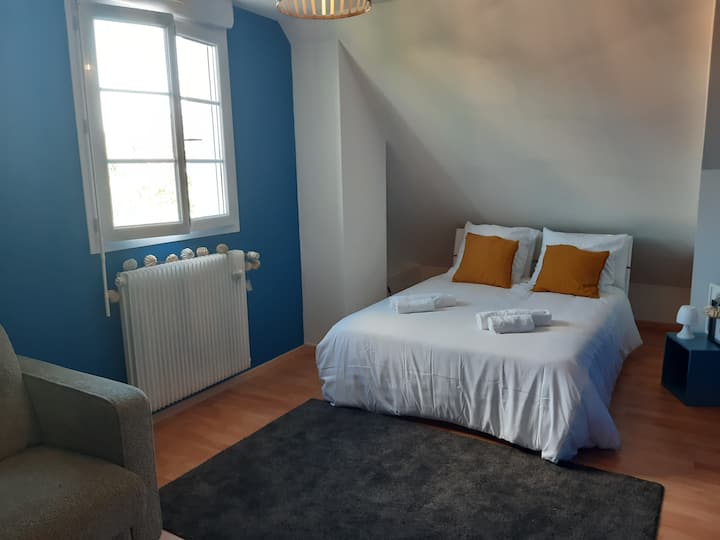 Ფართო კონდიცირებული ოთახი ორადგილიანი საწოლითა და კარადით, ასევე, ტელევიზორით.
Ამას გარდა, ამ ოთახს აქვს ძალიან კომფორტული ორადგილიანი გასაშლელი დივანი.
