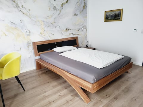 Modern lakefront exhibition room