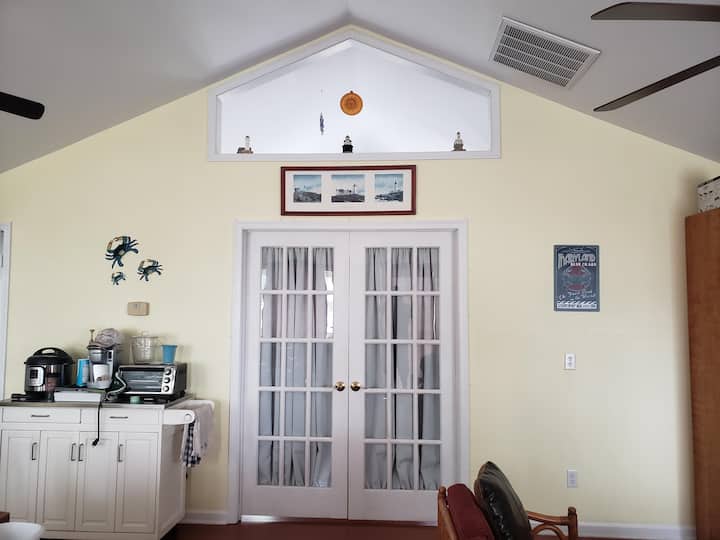 Doors into bedroom