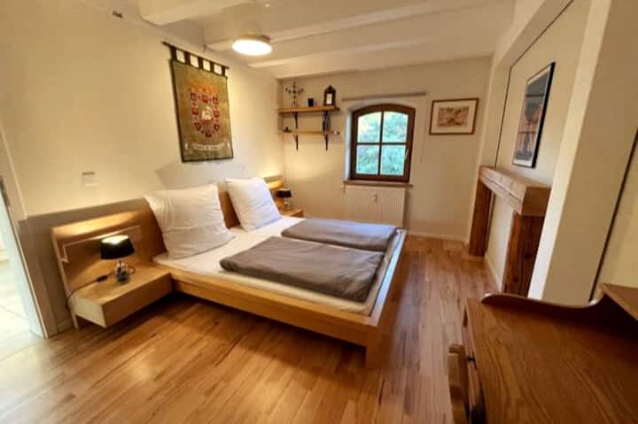 Double room. Apartment is on 1st floor of our BogenVilla. The bedroom is also accessible on the 1st floor via the living area