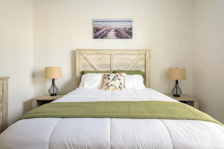 The beautiful and convenient downstairs Queen bedroom