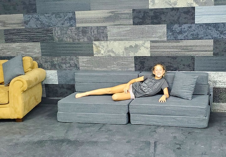 The 4 chairs make a twin bed but 2 can be put together to make a queen size memory foam mattress 6 inches thick. They are VERY comfortable and good for children. 