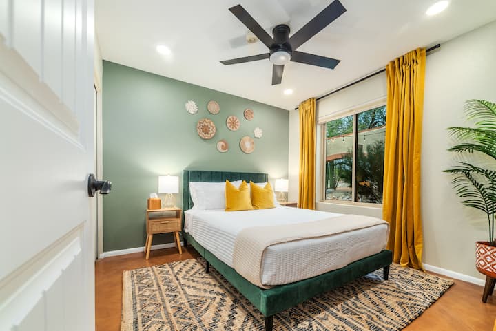 Escape to your own oasis in this stylish southwest inspired bedroom (Queen sized bed)