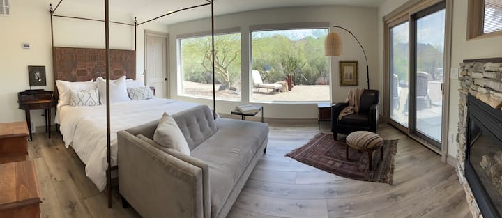 Habitación 2 King | Armario con vestidor | Entrada al patio | Chimenea de gas | Vistas panorámicas