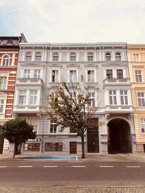 Flaming Apartment with a Balcony in the City Center (Bus/Train Station)