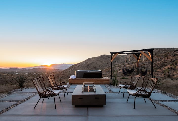 Curl up in one of the hammocks after relaxing in the luxurious hot tub.