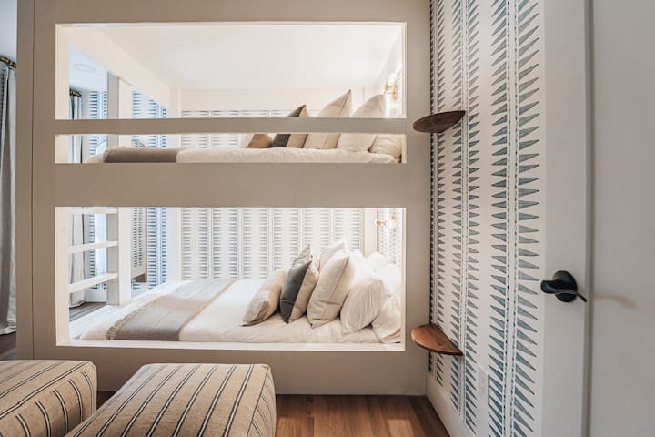 Bedroom #4 with custom queen sized bunk beds.