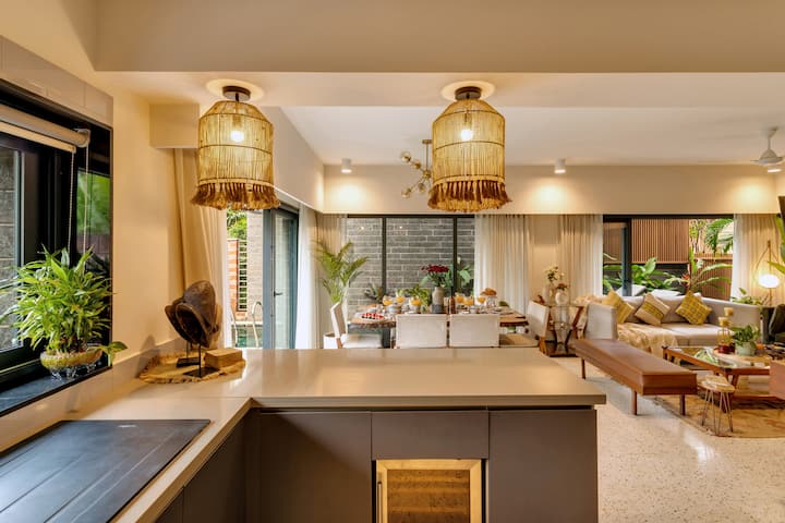 Fully equipped kitchen with a wine fridge